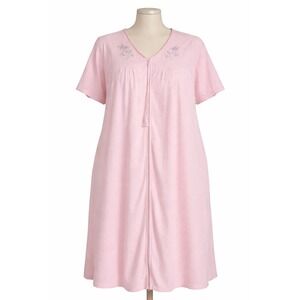 Classic Elements Woman 3X Zip Front House Dress Robe Floral Embroidery Granny